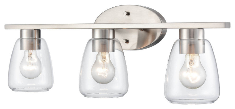 3 Light 25" Brushed Nickel Bathroom Vanity Light
