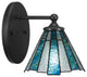 Capri 1-Light Wall Sconce, Matte Black/Sea Ice Art