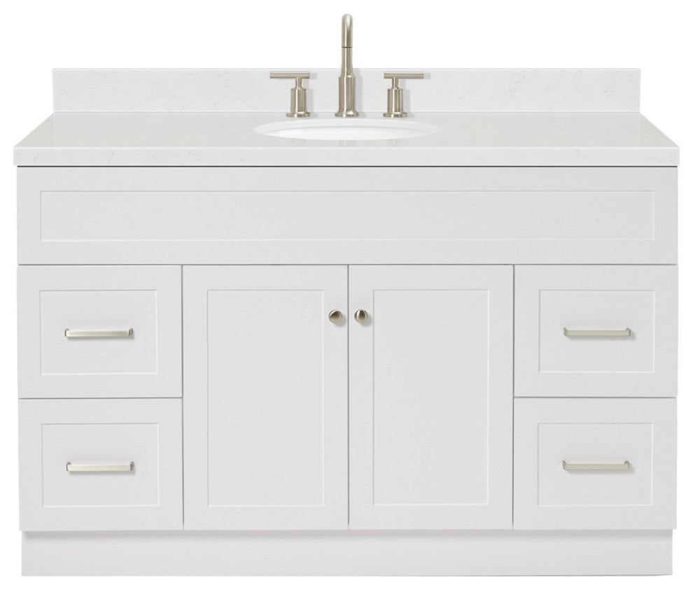 Ariel Hamlet 54" Single Oval Sink Bathroom Vanity, Carrara Quartz