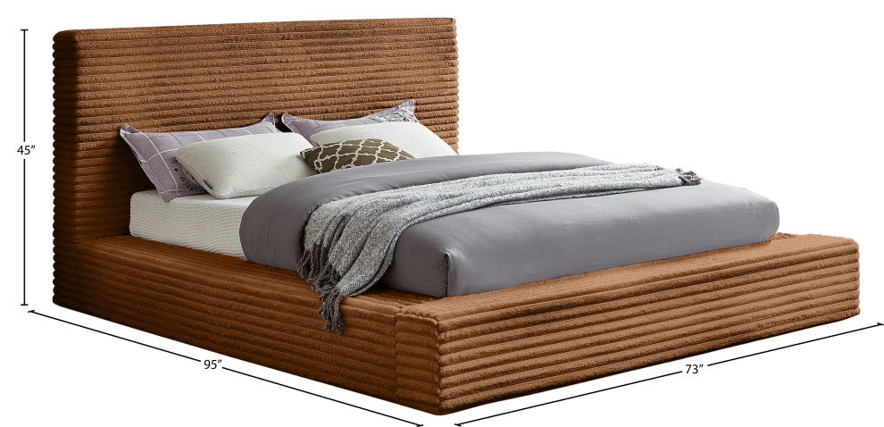 Dexter Upholstered Bed, Saddle, Queen, Corduroy Fabric