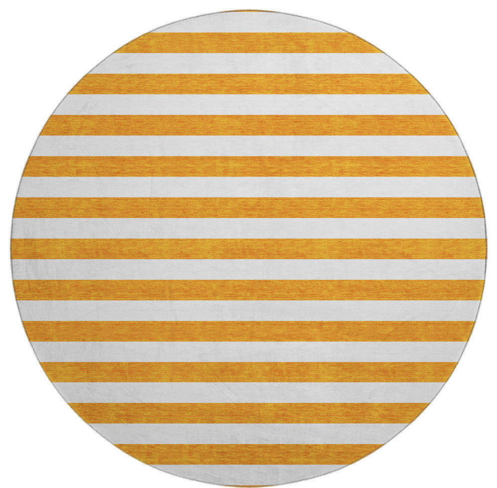 Premium Machine Washable Mayfield AMF528 Orange 8' x 8' Round Rug