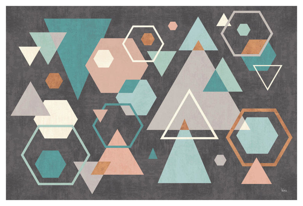 "Abstract Geo I Black" Digital Paper Print by Veronique Charron, 20"x14"