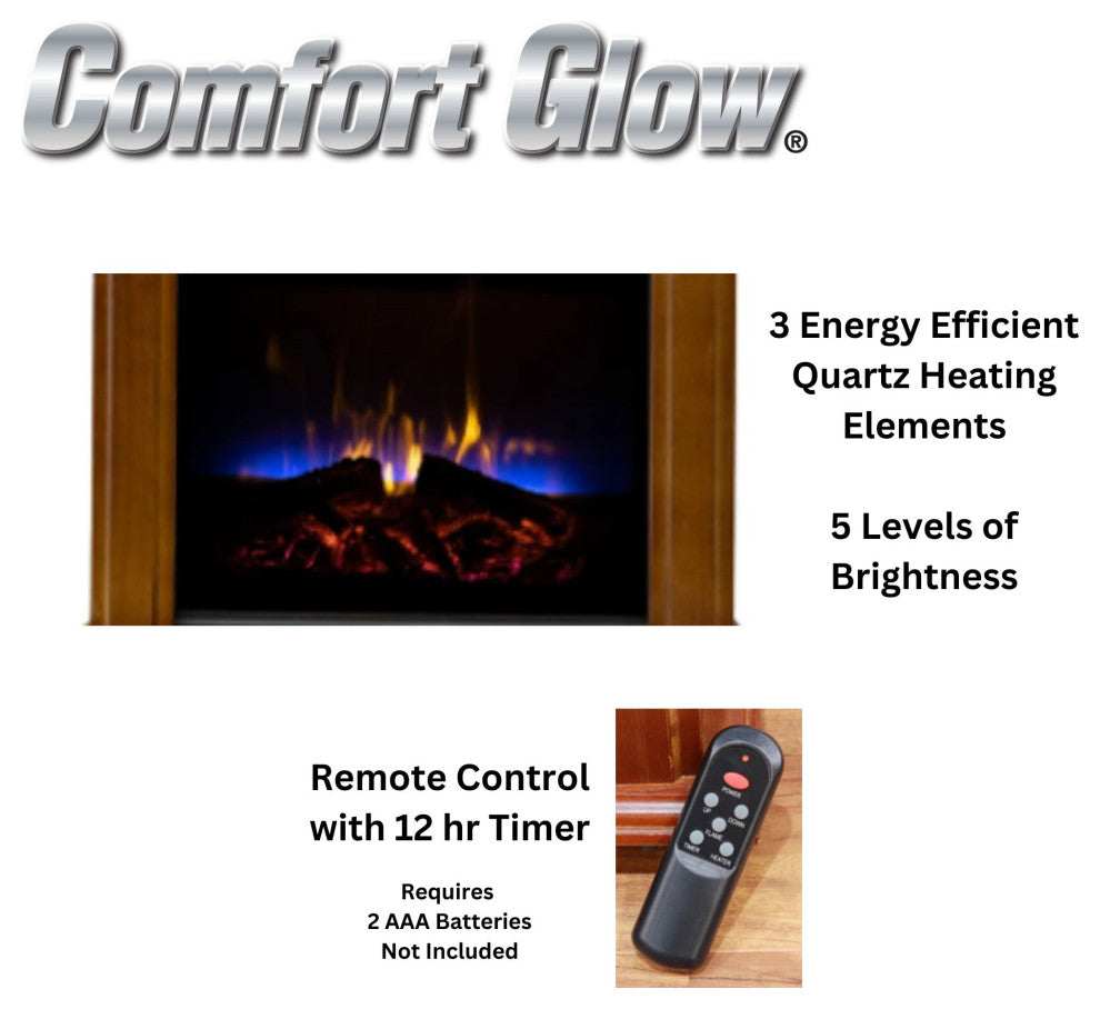 Comfort Glow Mobile Electric Fireplace, 5,120 BTUs, Heats Up To 1,000 Sq Ft