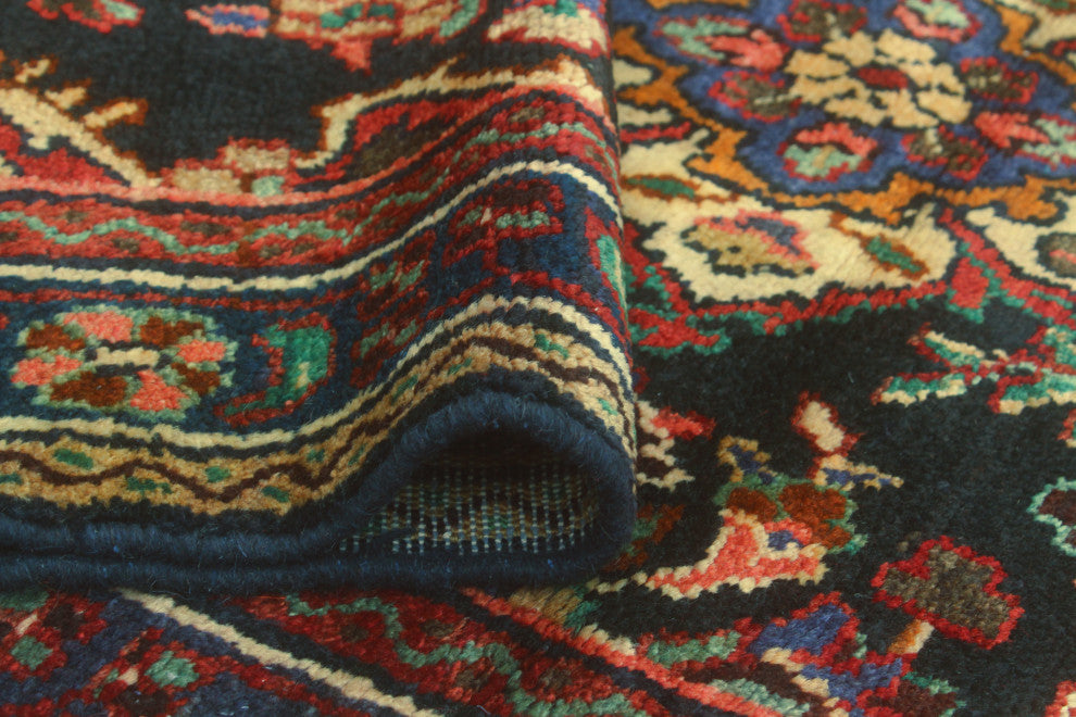 Fine Vintage Distressed Andromac Charcoal/Blue Runner, 3'6 x 10'2