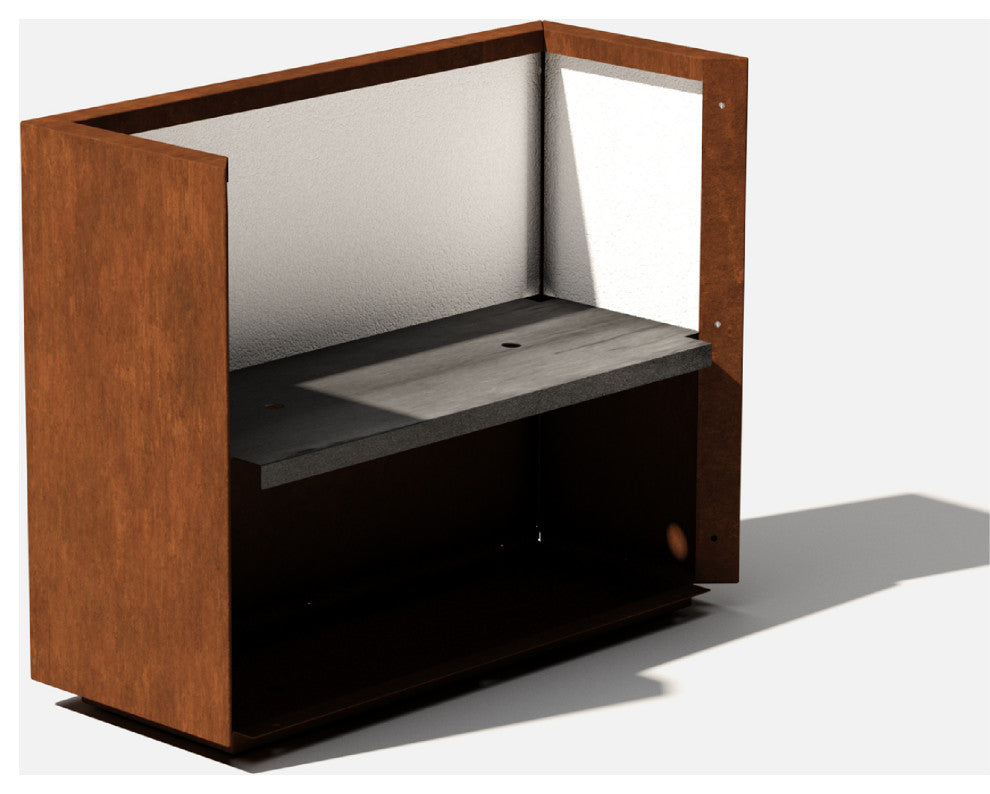 Metallic Series Corten Steel Span Planter, Short