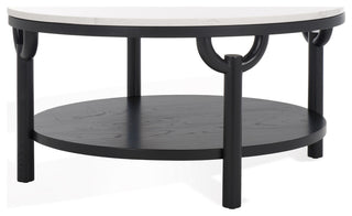 Safavieh Couture Puck Marble Top Coffee Table, Black/White