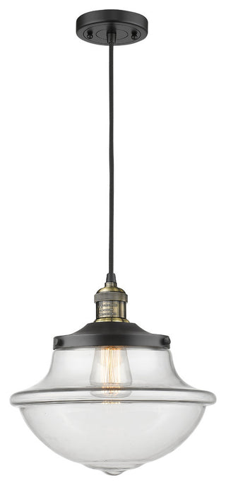 Large Oxford 1-Light Mini Pendant, Black Antique Brass, Clear