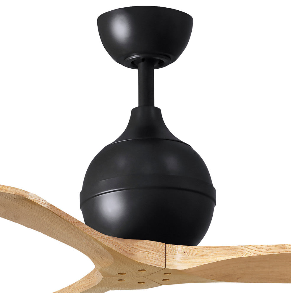 Irene-3 Paddle Fan, Matte Black, 42", Light Maple Blades