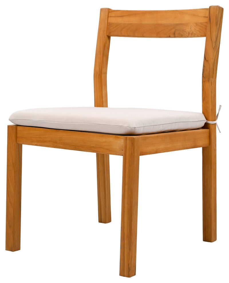 Safavieh Couture Indoor-Outdoor Mayaguana Teak Dining Chair, Natural/White