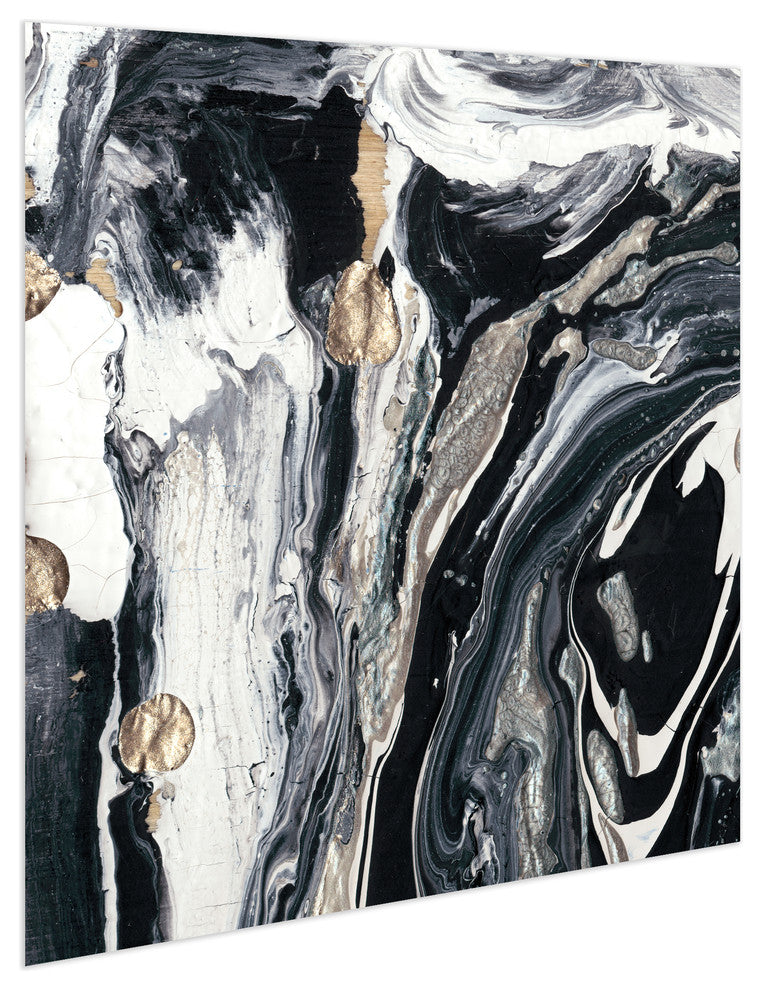 Black White Abstract Wall Art Printed on Frameless Free Floating Tempered Glass