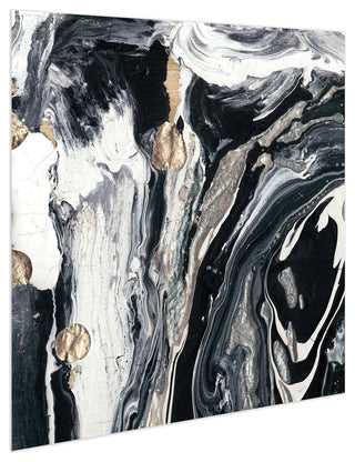 Black White Abstract Wall Art Printed on Frameless Free Floating Tempered Glass