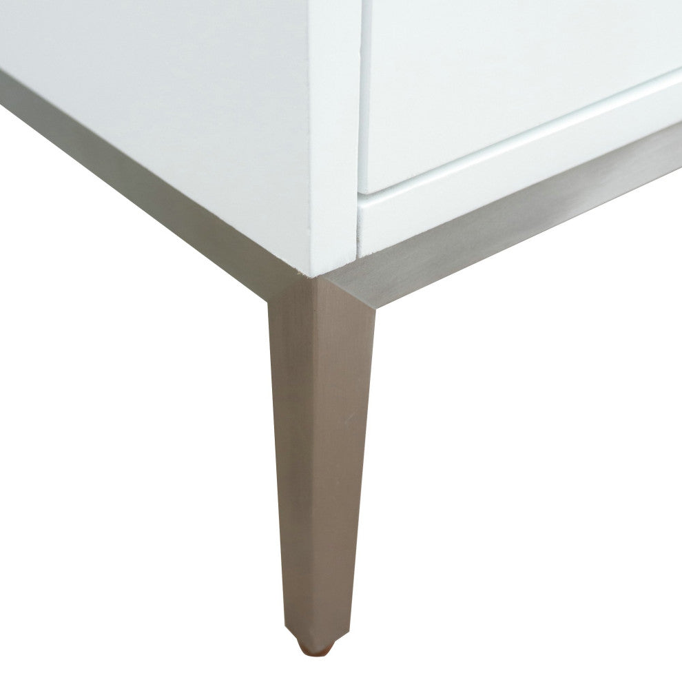 61" Double Sink Vanity, White Finish With Black Galaxy Granite And Round Sink