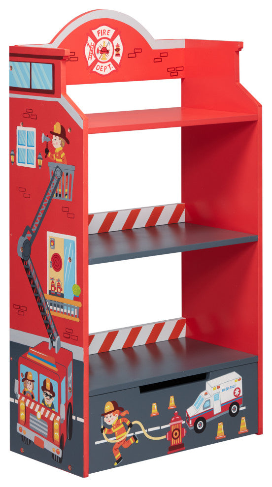 Kids Little Fire Fighters Bookshelf Bookcase