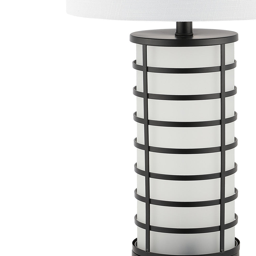 Jayce 27" Modern Industrial Iron Nightlight LED Table Lamp With USB, Black