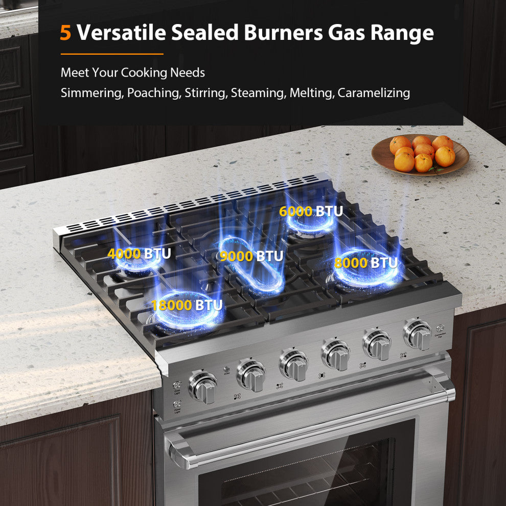 30" 4.5 cu. ft. Slide-in Single Oven Gas Range With 5 Burners