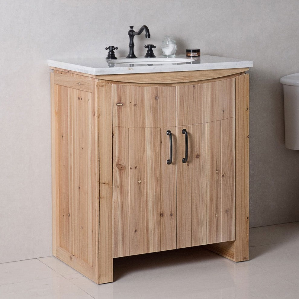 Wallace Solid Fir Single-Sink Vanity, 30", White Top