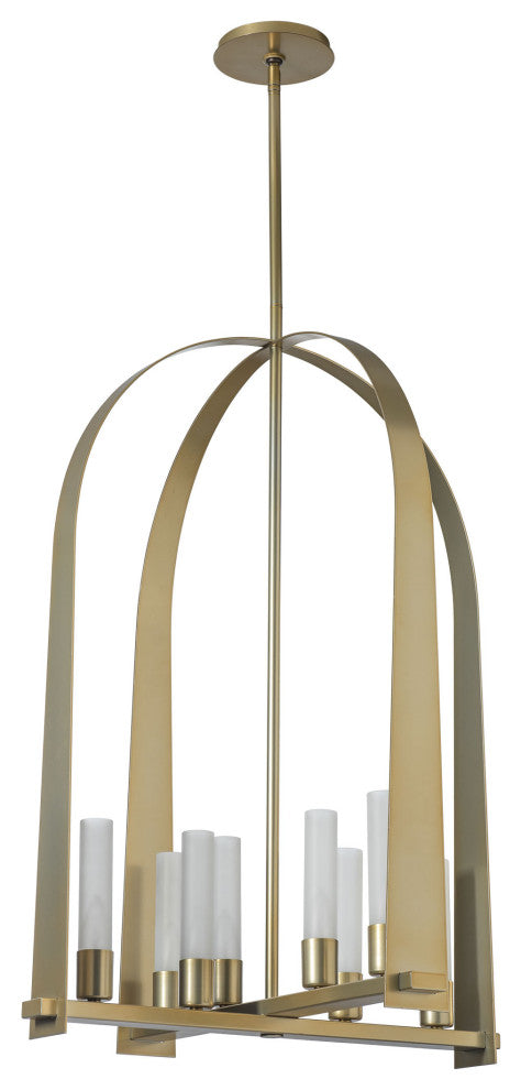 Triomphe 8-Light Pendant Modern Brass Frosted Glass