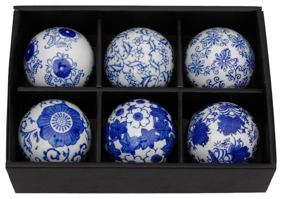 3" Blue and White Decorative Porcelain Ball Set