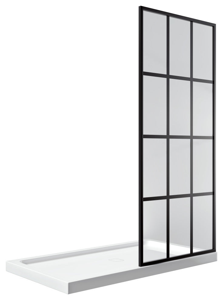 Taylor Bath Screen Shower Enclosure Black Matt with Acrylic Base, 60" X 32" Walk