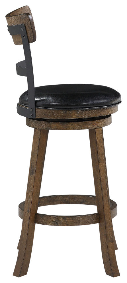 Riverside Walnut High Back Wood and Metal Bar Stool, 42.5 in.