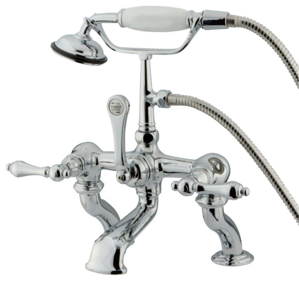 Kingston Brass 7" Deck Mount Tub Faucet With Hand Shower, Polished Chrome