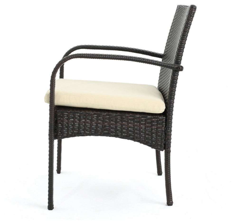 GDF Studio 7-Piece Zakynthos Wicker and Wood Dining Set