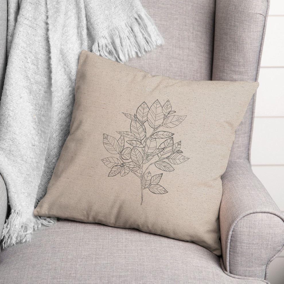 Sketched Leaf Bundle 3 20"x20" Spun Poly Pillow