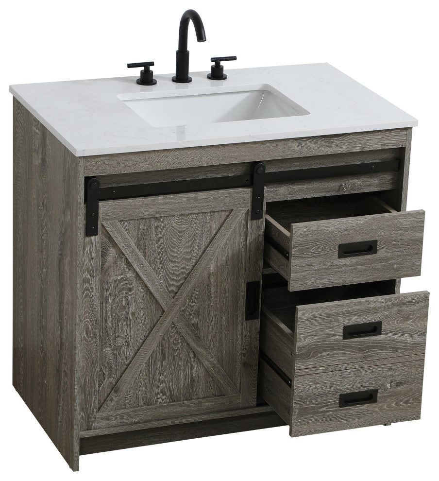 Home Living 36" Single Bathroom Vanity, Rustic Grey
