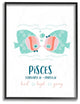 The Kids Room Fun Modern Zodiac Pisces Fish Framed Giclee Art, 11"x14"