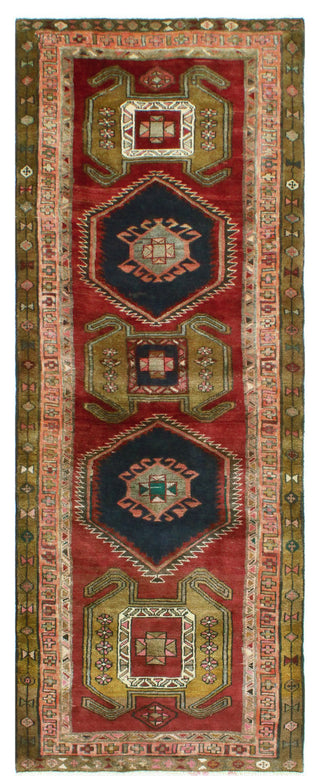 Fine Vintage Distressed Behice Burgundy/Charcoal Runner, 3'4 x 9'2