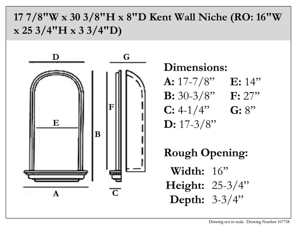 Kent Wall Niche (RO: 16"W x 25 3/4"H x 3 3/4"D)