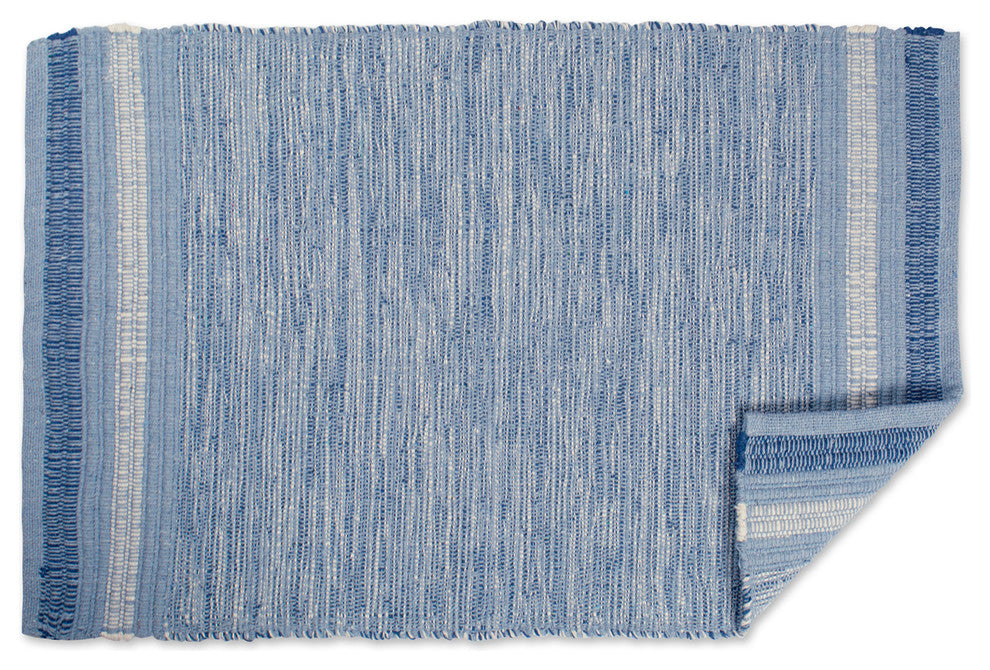 DII Varigated Blue Recycled Yarn Rug 2'x3'