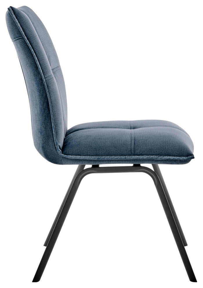 Rylee Dining Room Accent Chair With Black Finish Set of 2, Blue