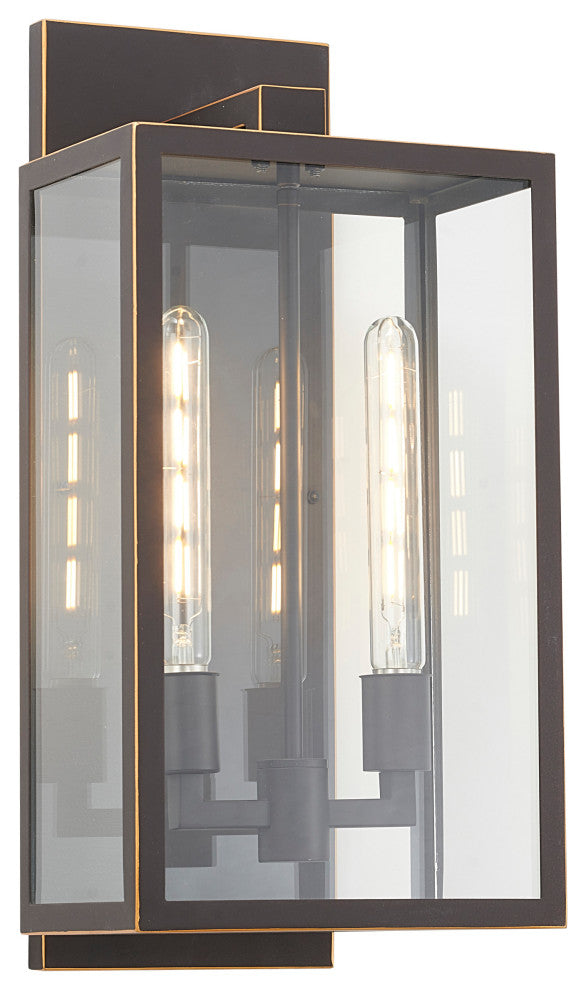 Bronzed Black Stainless Steel Outdoor Wall Sconce With Clear Glass