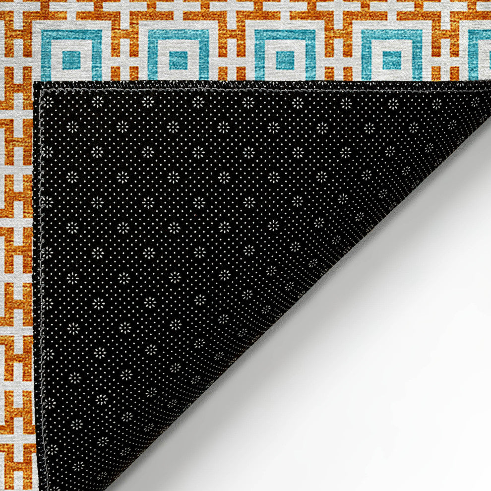 Indoor/Outdoor Marlo MO1 Orange Machine Washable 8' x 10' Rug