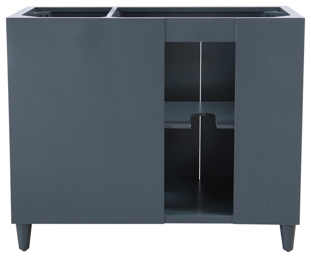 39" Single Sink Vanity, Dark Gray With Light Gray Composite Granite Top