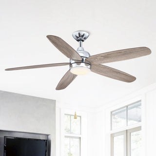 52" Indoor LED Ceiling Fan with Remote Control, Reversible Motor