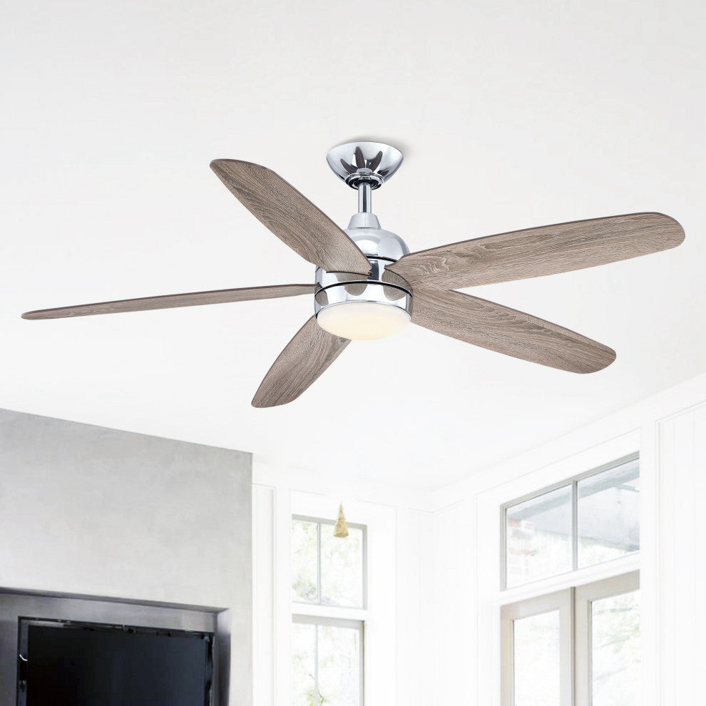 52" Indoor LED Ceiling Fan with Remote Control, Reversible Motor