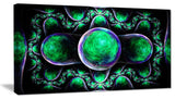 Green Exotic Fractal Pattern, Abstract Art on Canvas, 40x20