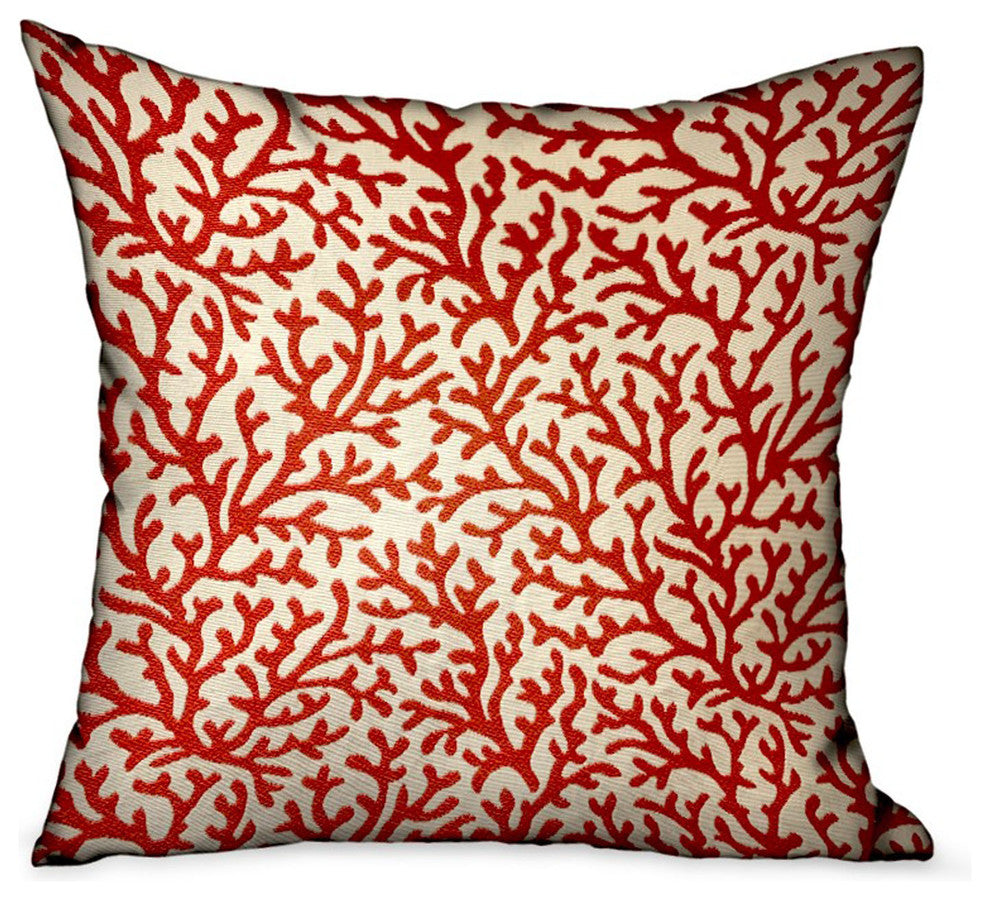 Plutus Sweet Trinidad Red Floral Luxury Throw Pillow, 20"x26" Standard