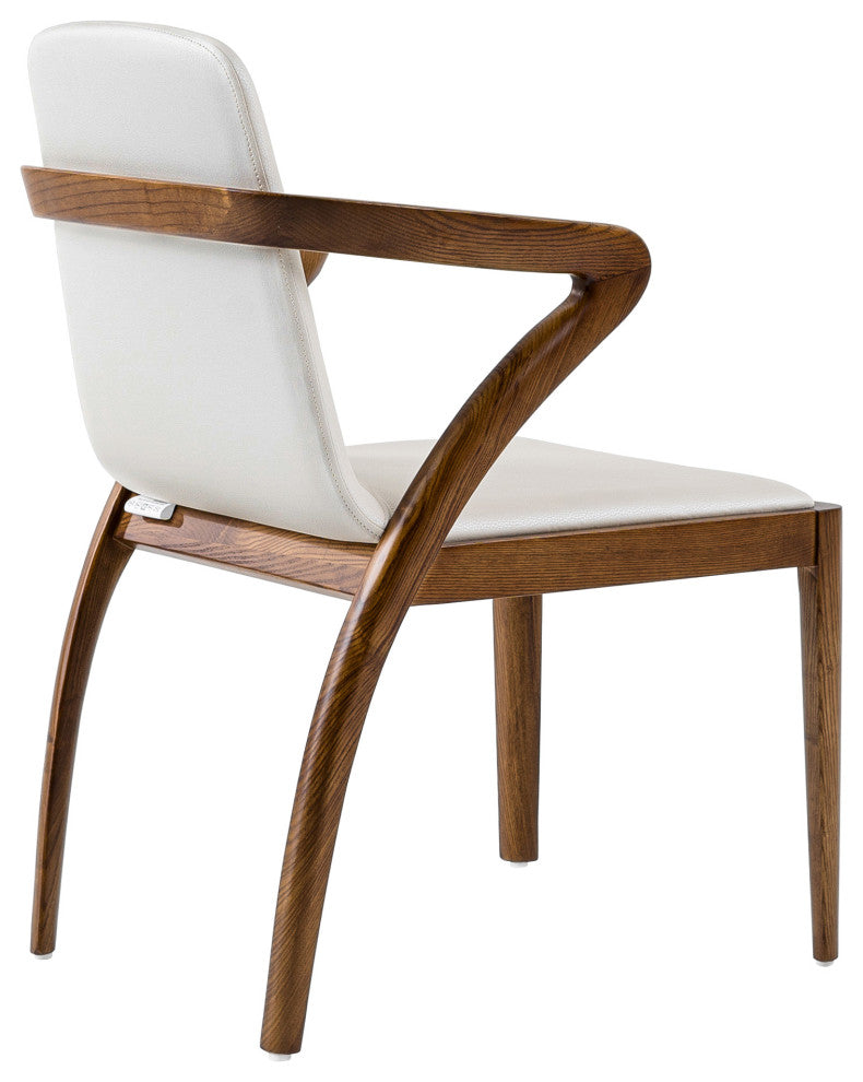 Falcon Dining Chair, Walnut and Cream, Wood and Leatherette
