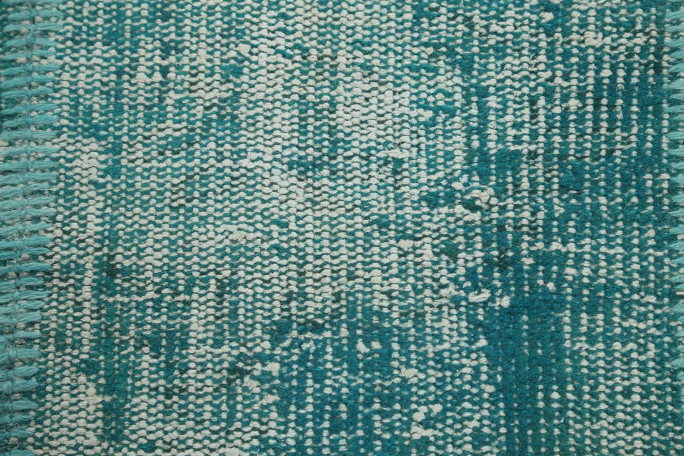 Green Over-dyed Patchwork Turkish Area Rug Hand-tufted Wool Carpet 7x10