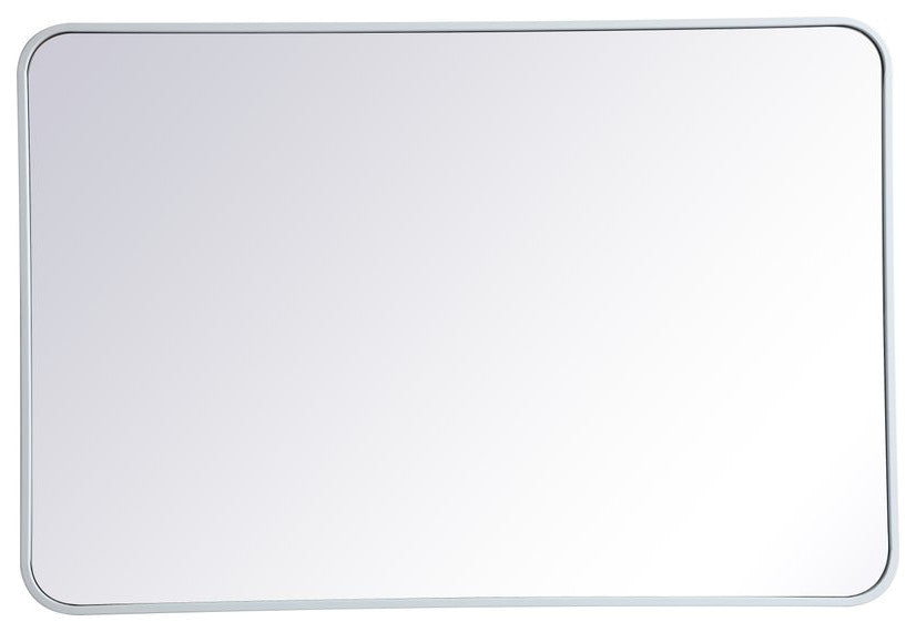 Elegant Decor MR802740WH Soft Corner Metal Rectangular Mirror, 27"x40"