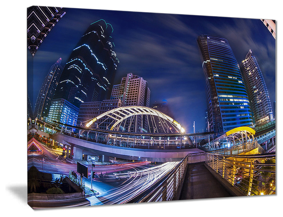 "Modern Bridge" Cityscape Photography Canvas Print, 20"x12"