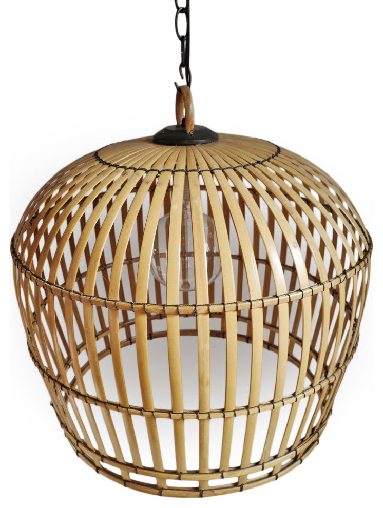 Bamboo Strip Cage Pendant Light
