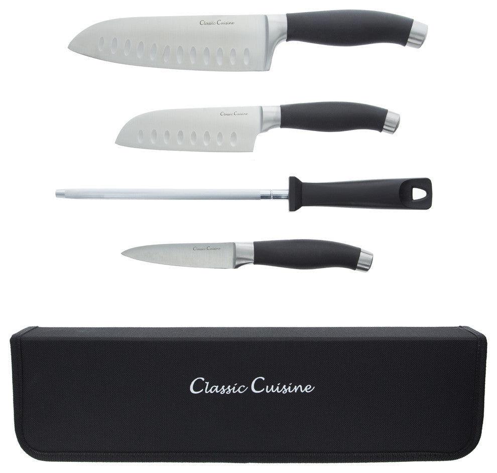 Classic Cuisine 5-Piece Knife Set, Stainless Steel Forged Knives, Travel Bag