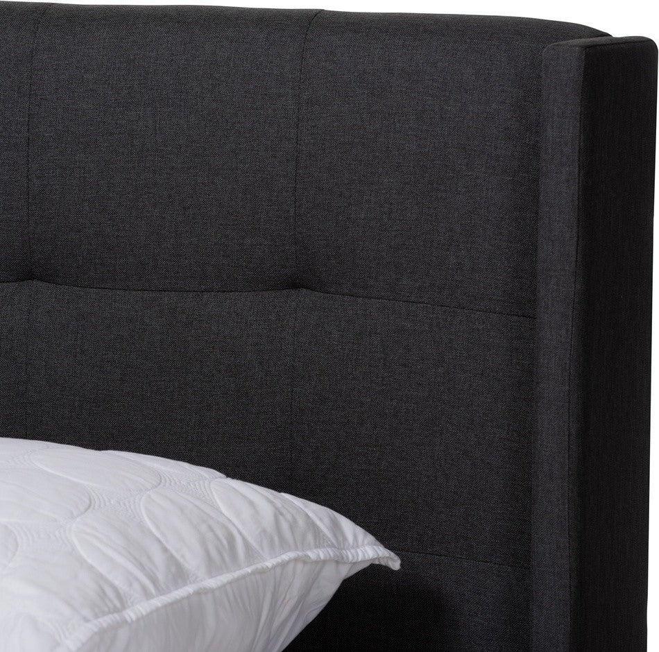 Modern Charcoal Gray Fabric Upholstered King Size Bed