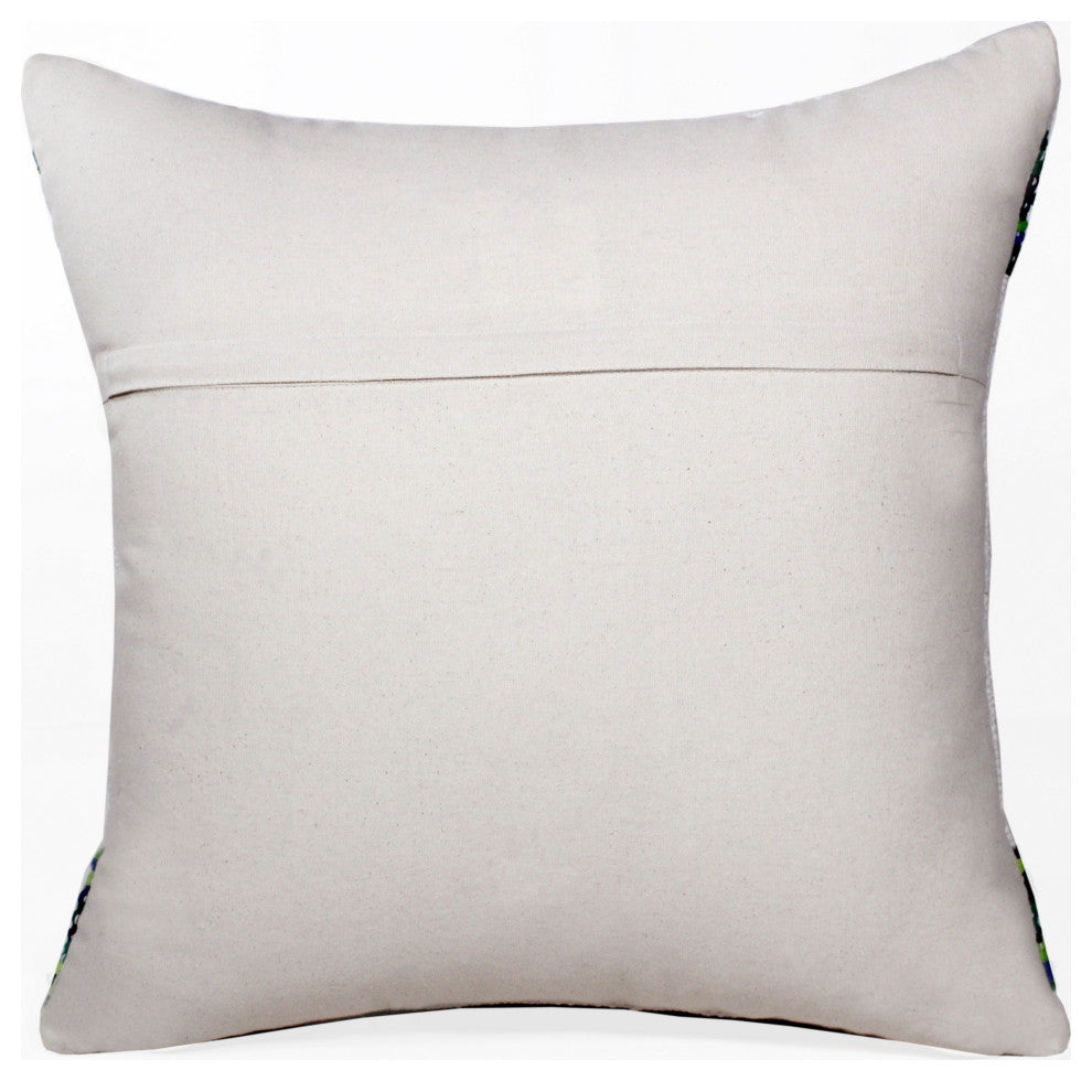 Boho Bordered Diamond Mosaic Textile Throw Pillow