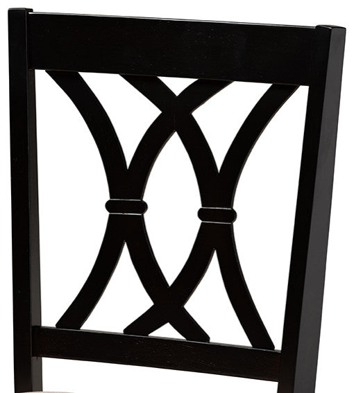 Reneau Modern Sand Fabric Espresso Brown Wood Dining Chair, Set of 2