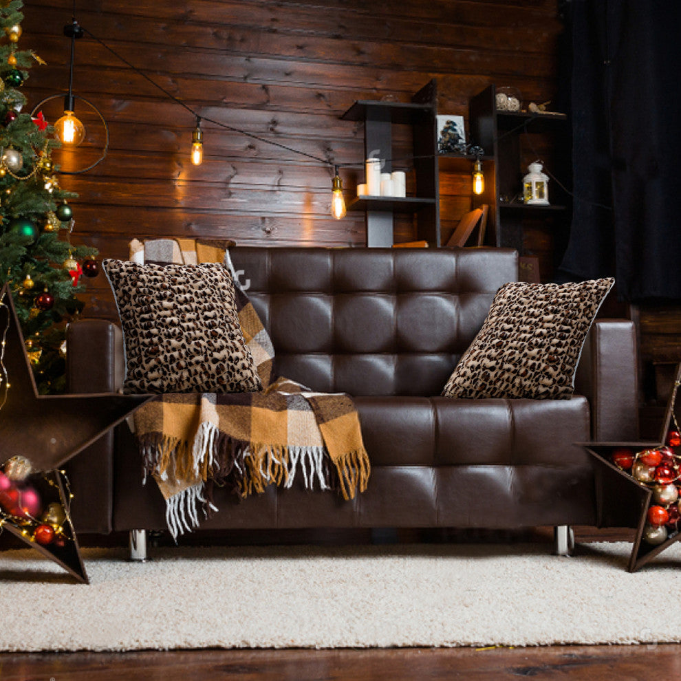 Faux Fur Shar Pei Pillow Shell 2 Piece Set, Leopard